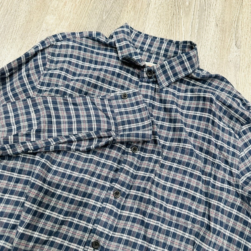 Faherty‎ Shirt Mens Large Navy Flannel Plaid Button Down Soft Long Sleeve Shirt